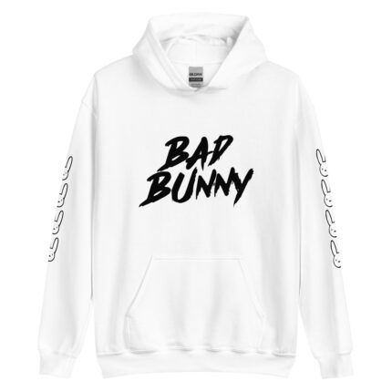 Bad Bunny Hoodie with Design on the Front and Sleeves