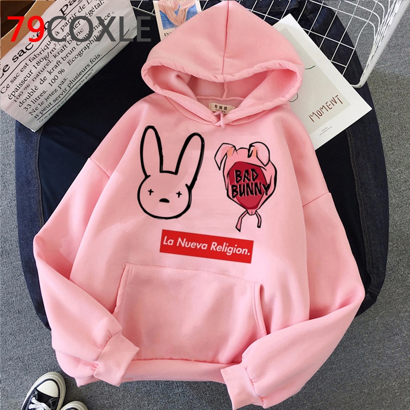 Bad Bunny style streetwear loose Hoodie for Fashion